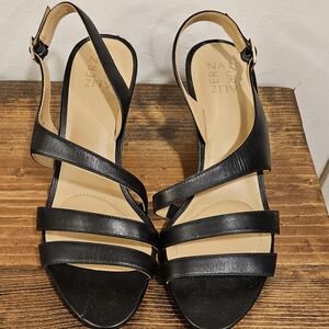 Naturalizer “Taimi” Black Leather Strappy Heels – Size 10.5M
